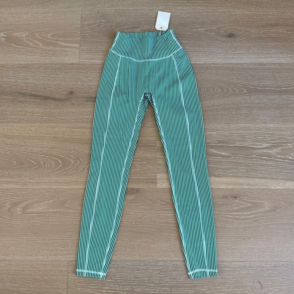 Fashion Brand Company Leggings Striped Size XS Green White